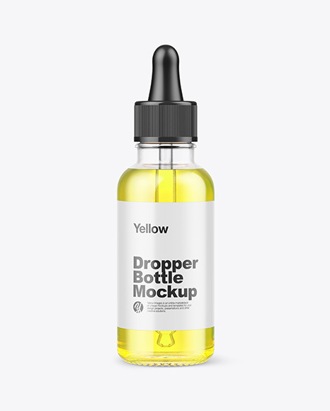 Clear Glass Dropper Bottle with Oil Mockup