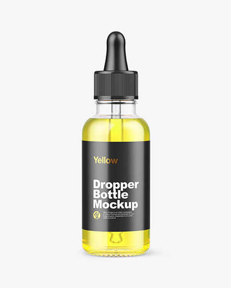 Clear Glass Dropper Bottle with Oil Mockup Clear Glass Dropper Bottle with Oil Mockup