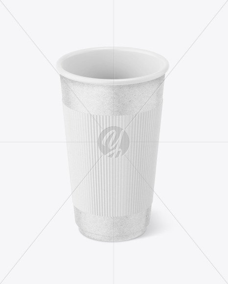 Download Kraft Coffee Cup with Paper Holder Mockup Free Mockups