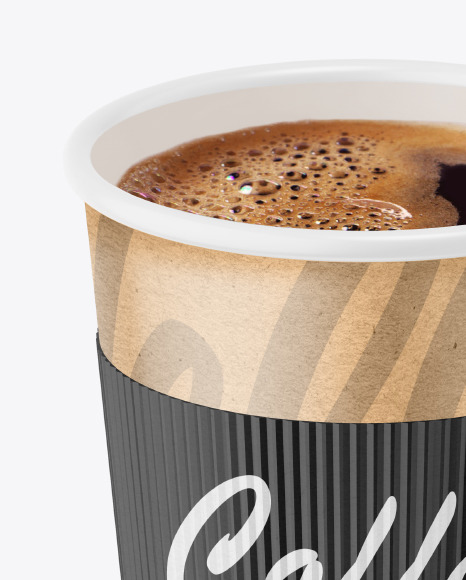 Kraft Coffee Cup with Paper Holder Mockup Kraft Coffee Cup with Paper Holder Mockup