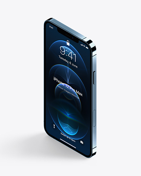 Download Isometric Apple iPhone 12 Pro Max Pacific Blue Mockup in ...