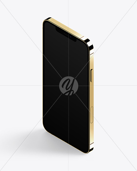 Download Isometric Apple iPhone 12 Pro Max Gold Mockup Free Mockups