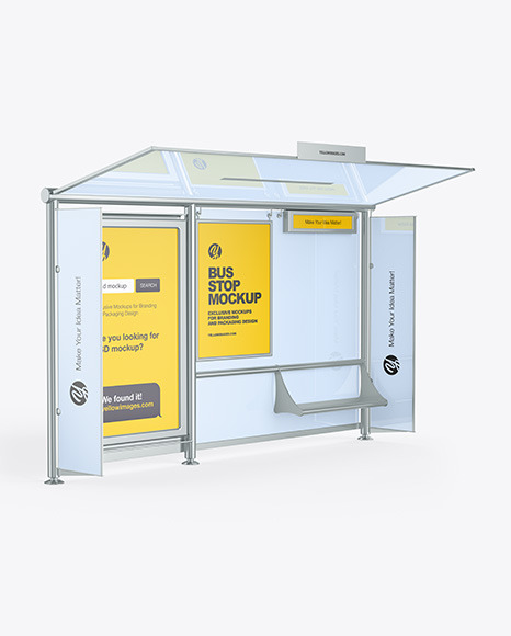 Metallic Bus Stop Mockup