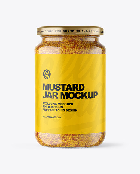 Clear Glass Jar with Wholegrain Mustard Mockup