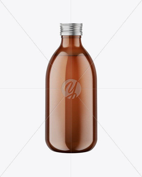 Download Amber Glass Bottle with Metallic Cap Mockup Free Mockups