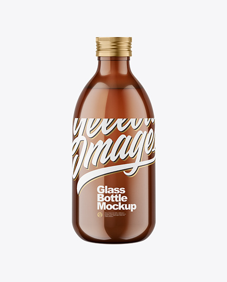 Download Amber Glass Bottle With Metallic Cap Mockup In Bottle Mockups On Yellow Images Object Mockups