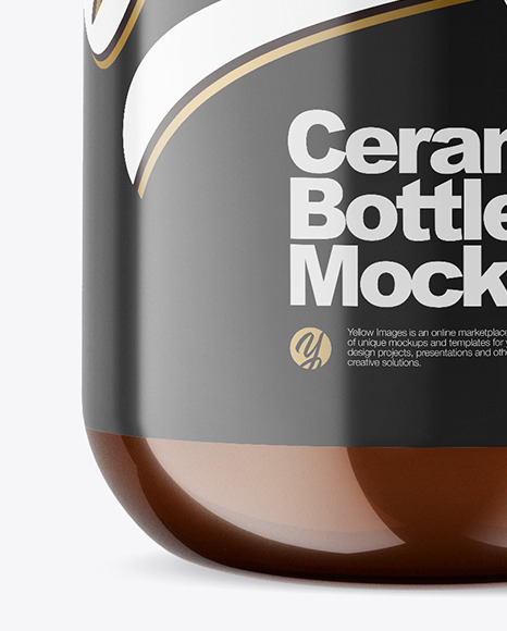 Amber Glass Bottle with Metallic Cap Mockup PSD #6