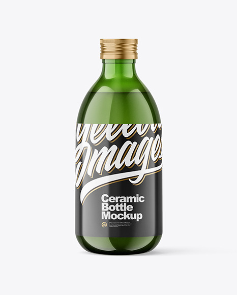 Green Glass Bottle with Metallic Cap Mockup PSD #2