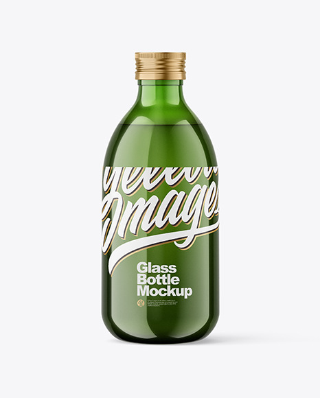 Green Glass Bottle with Metallic Cap Mockup PSD #3