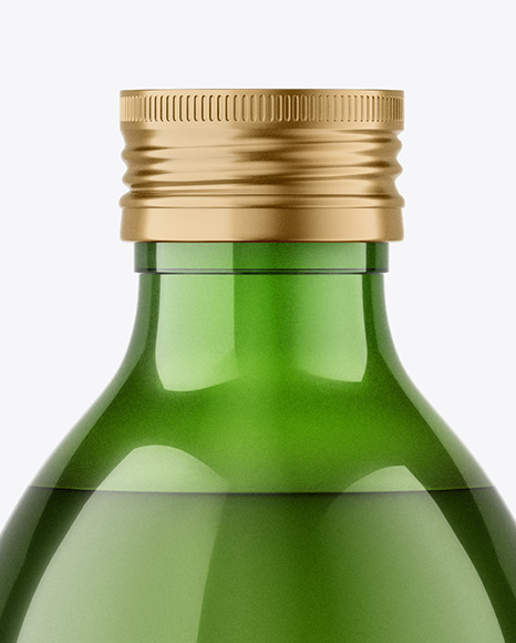 Green Glass Bottle with Metallic Cap Mockup PSD #4