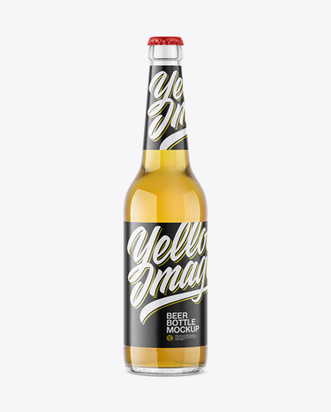 Clear Glass Lager Beer Bottle Mockup