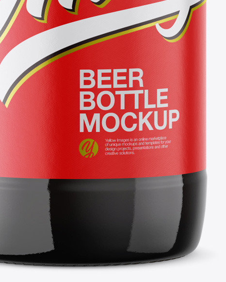 Amber Glass Dark Beer Bottle Mockup