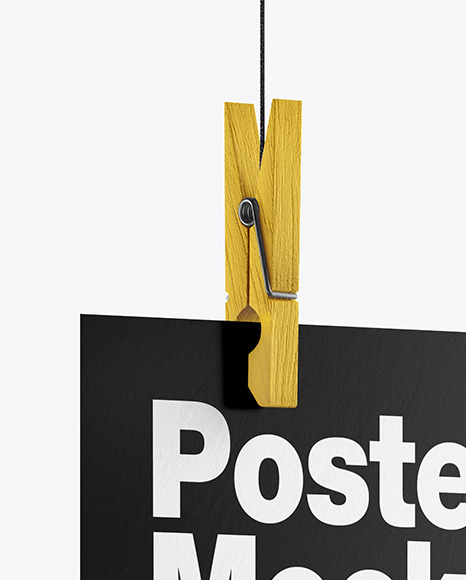 Poster Matte w  Pins Mockup Half Side View PSD #4