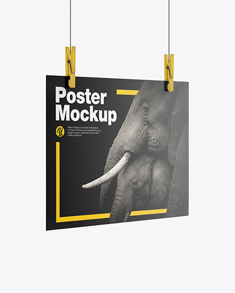 Poster Matte w  Pins Mockup Half Side View PSD #2