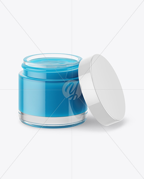 Download Opened Clear Glass Jar With Colored Gel Mockup Free Mockups