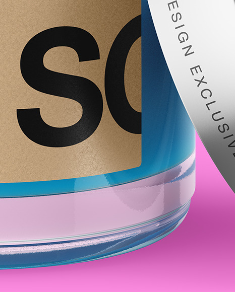 Opened Clear Glass Jar With Colored Gel Mockup Opened Clear Glass Jar With Colored Gel Mockup
