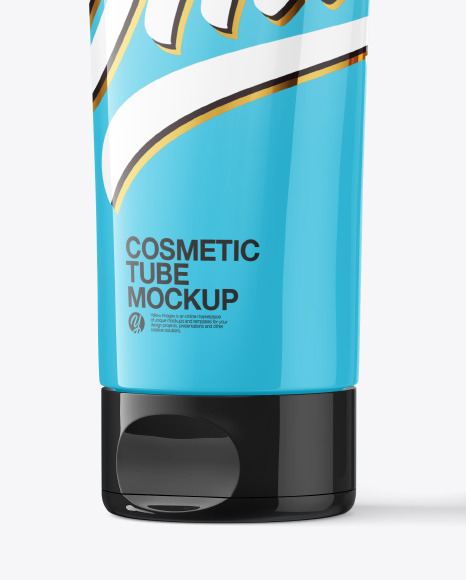 Glossy Cosmetic Tube with Box Mockup Glossy Cosmetic Tube with Box Mockup