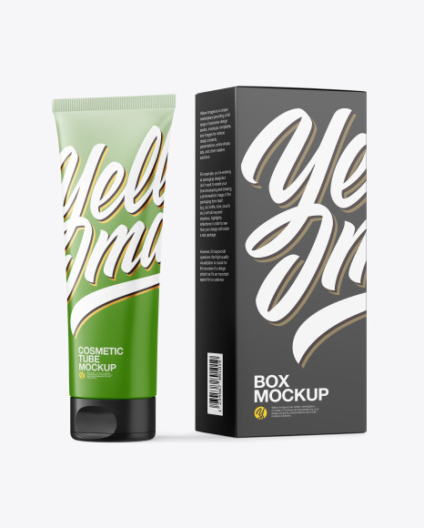 Matte Cosmetic Tube with Box Mockup PSD #2