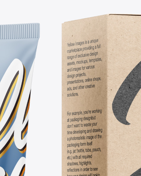 Matte Cosmetic Tube with Kraft Box Mockup PSD #7