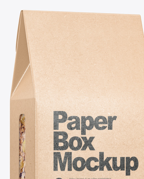 Download Kraft Paper Box With Muesli Mockup In Box Mockups On Yellow Images Object Mockups