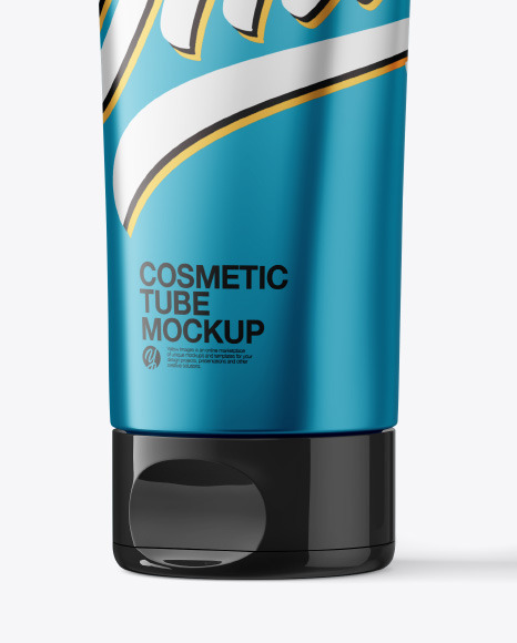 Metallic Cosmetic Tube with Box Mockup PSD #4