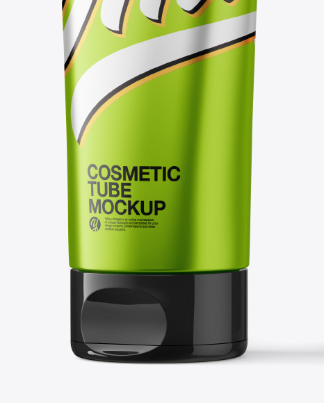 Metallic Cosmetic Tube with Kraft Box Mockup Metallic Cosmetic Tube with Kraft Box Mockup
