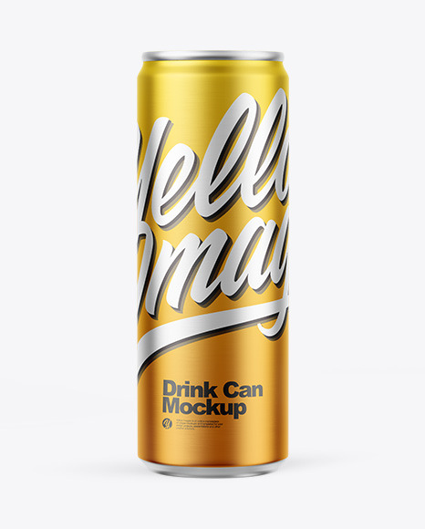 Matte Metallic Drink Can Mockup on Yellow Images Object Mockups