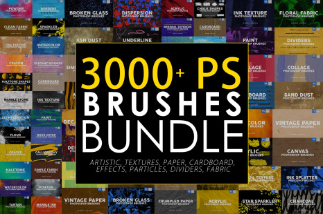 3000 Photoshop Stamp Brushes Bundle
