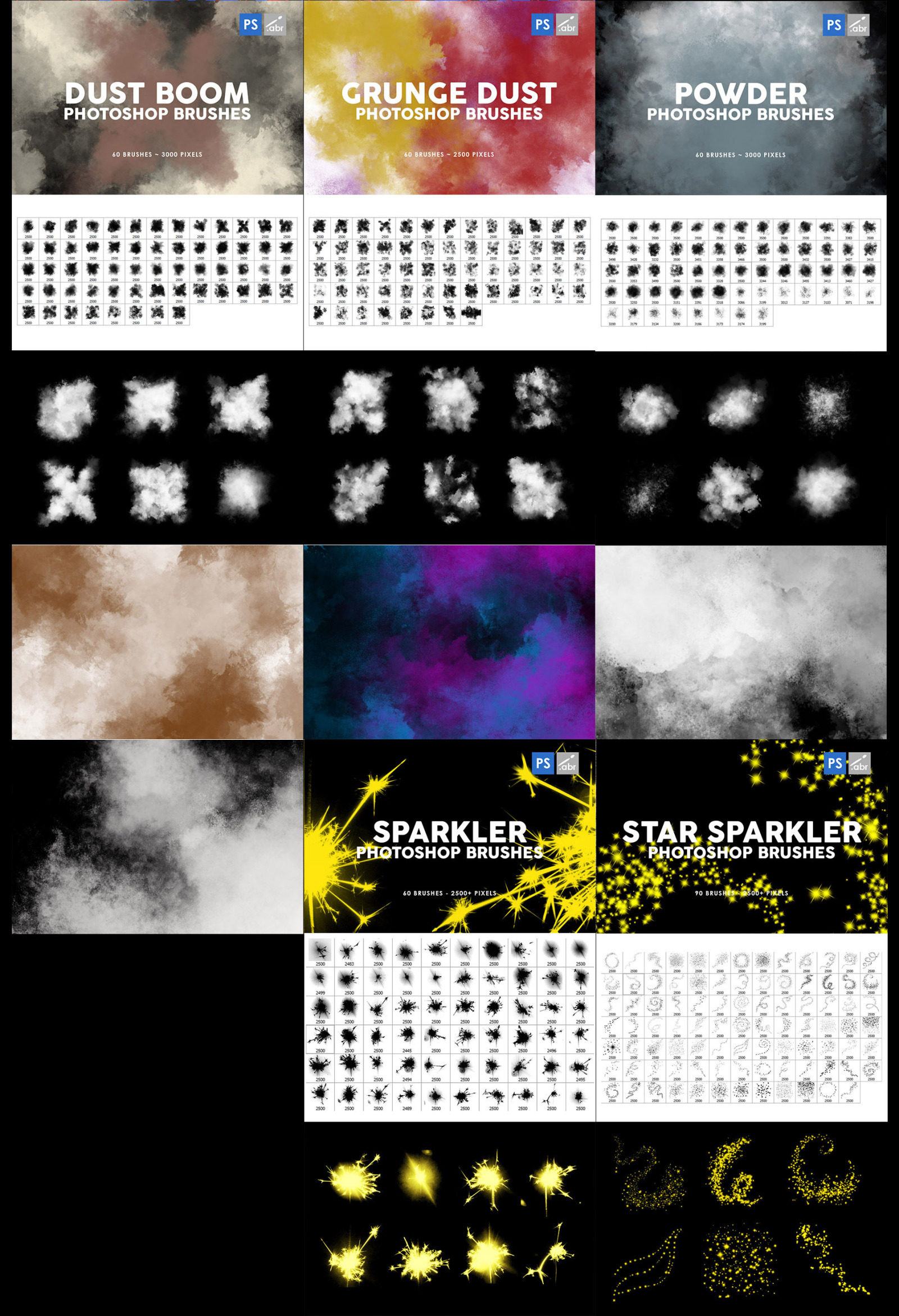 3000 Stamp Brushes Bundle on Yellow Images Creative Store