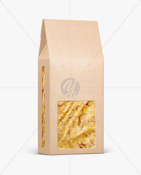 Download Kraft Paper Box With Corn Flakes Mockup Free Mockups