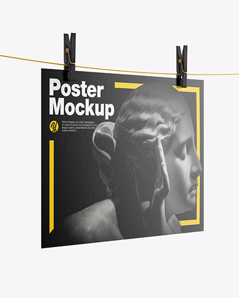 Textured Poster A4 w/ Pins Mockup-Half Side View