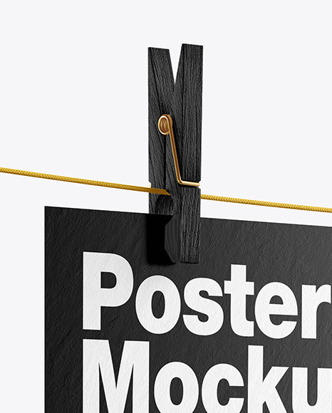 Textured Poster A4 w  Pins Mockup Half Side View PSD #1