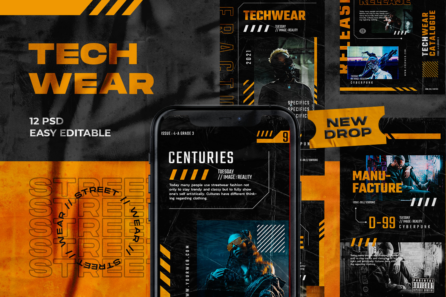 Download Techwear Instagram Template In Social Media Templates On Yellow Images Creative Store