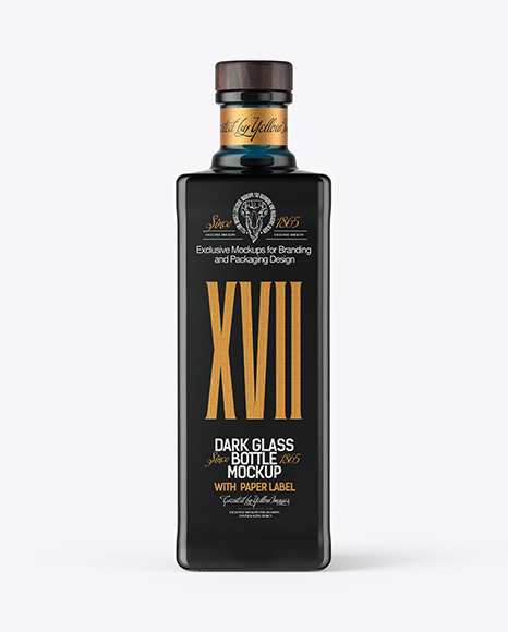 Square Dark Glass Bottle Mockup Square Dark Glass Bottle Mockup