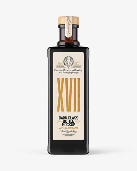 Square Dark Glass Bottle Mockup Square Dark Glass Bottle Mockup