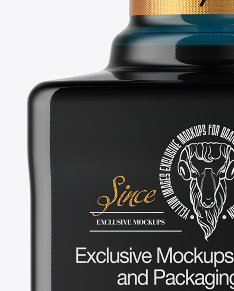 Square Dark Glass Bottle Mockup Square Dark Glass Bottle Mockup