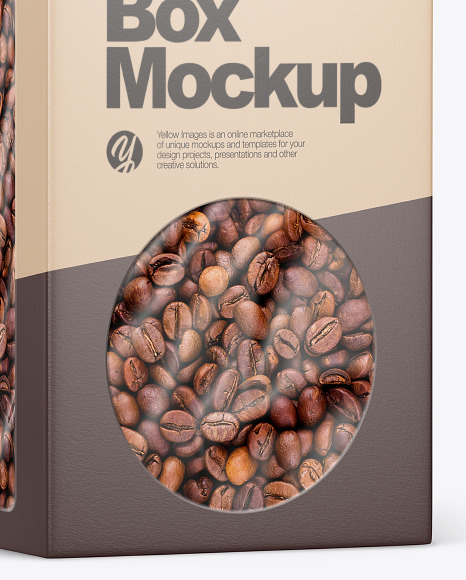 Paper Box With Coffee Beans Mockup Paper Box With Coffee Beans Mockup