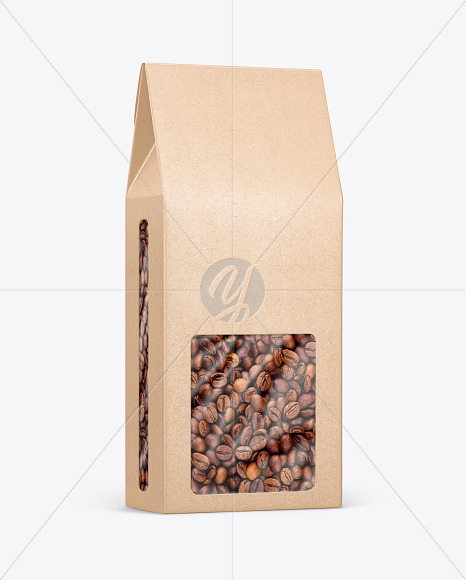 Download Kraft Paper Box With Coffee Beans Mockup In Box Mockups On Yellow Images Object Mockups