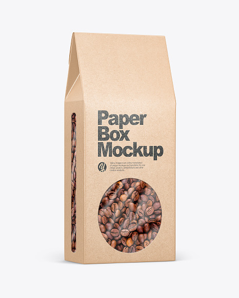 Download Kraft Paper Box With Coffee Beans Mockup In Box Mockups On Yellow Images Object Mockups