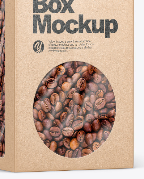 Kraft Paper Box With Coffee Beans Mockup Kraft Paper Box With Coffee Beans Mockup