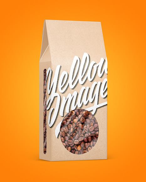 Kraft Paper Box With Coffee Beans Mockup Kraft Paper Box With Coffee Beans Mockup