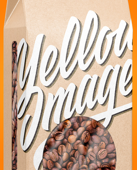 Kraft Paper Box With Coffee Beans Mockup Kraft Paper Box With Coffee Beans Mockup