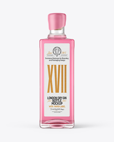 Square Gin Bottle Mockup