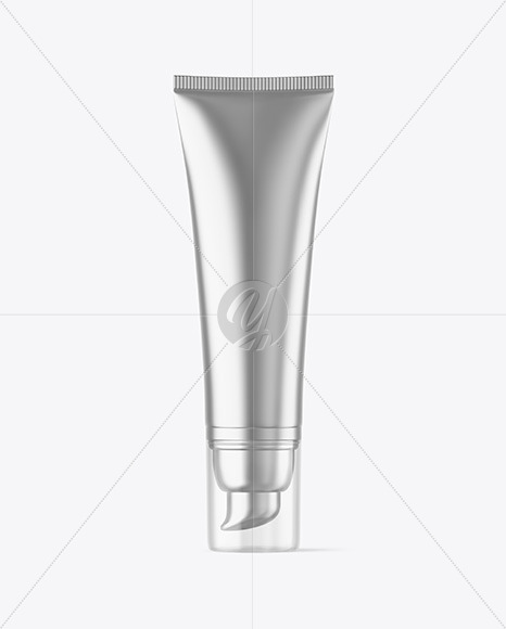 Metallic Cosmetic Tube With Pump Mockup PSD #1