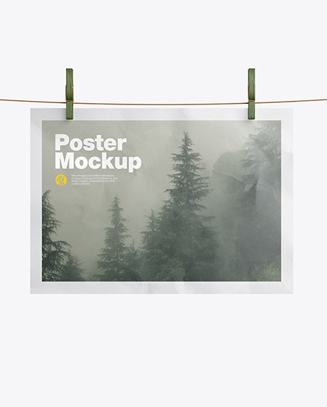 Crumpled Poster A4 w  Pins Mockup PSD #2