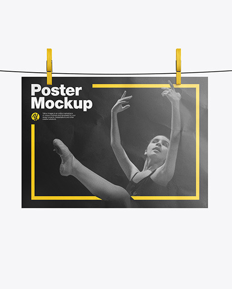 Crumpled Poster A4 w/ Pins Mockup