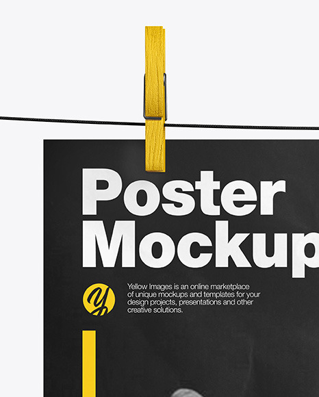 Crumpled Poster A4 w  Pins Mockup PSD #1