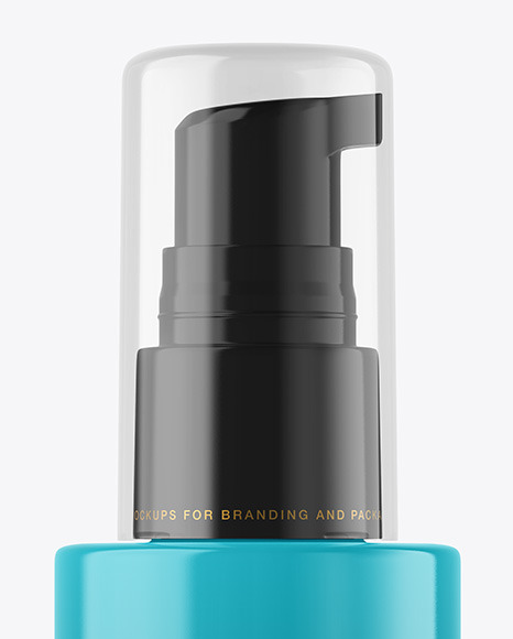 Glossy Cosmetic Bottle with Pump Mockup Glossy Cosmetic Bottle with Pump Mockup