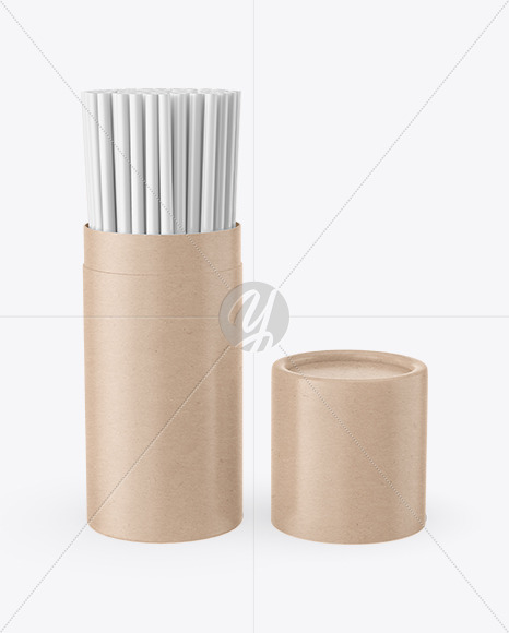 Download Kraft Tube with Straws Mockup Free Mockups