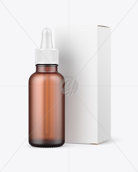 Frosted Amber Glass Dropper Bottle w  Paper Box Mockup PSD #3